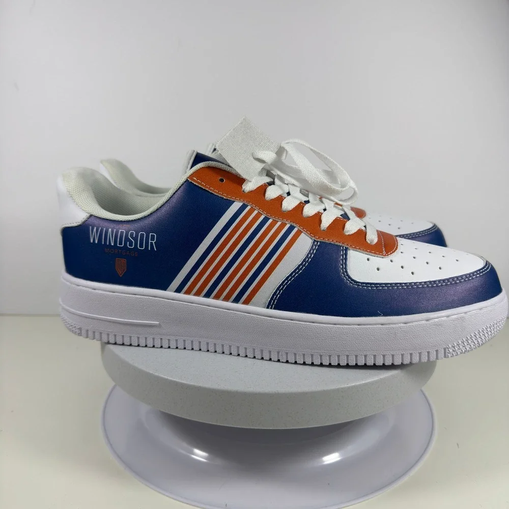 Windsor Mortgage‎ Sneakers Men 10 Blue Orange Stripe Lace Up Low Top